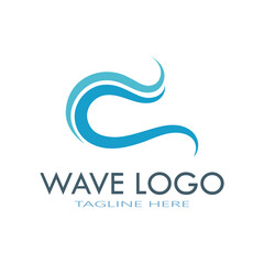water wave logo design template icon vintage vector