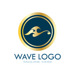 water wave logo design template icon vintage vector