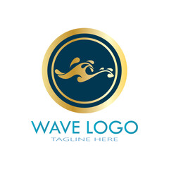 water wave logo design template icon vintage vector