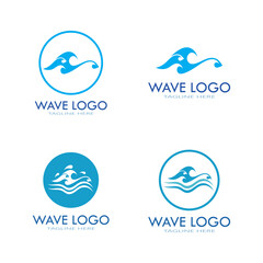 water wave logo design template icon vintage vector