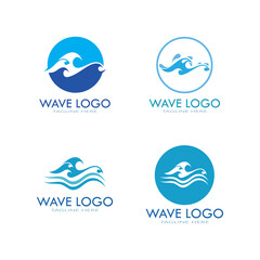 water wave logo design template icon vintage vector