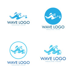 water wave logo design template icon vintage vector