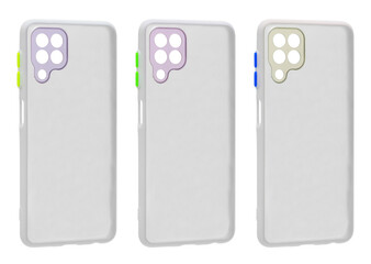 silicone phone case, phone accessory, on a white background