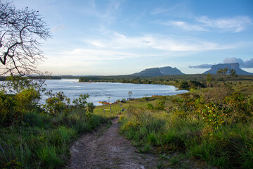 Canaima Lagoon. Waterfall. Jump The Toad, The Ax. National park Canaima. Venezuela. Tepuy. Venezuela
