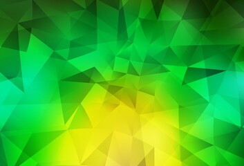 Light Green, Yellow vector gradient triangles pattern.