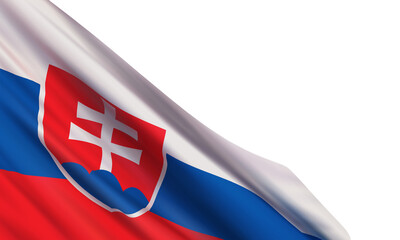 The realistic flag of Slovakia isolated on a white background. Vector element for Day of the Establishment of the Slovak Republic, Slovak National Uprising, Constitution, Freedom and Democracy Days. 
