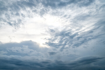 Naklejka na ściany i meble Blue sky with thick cumulus clouds background