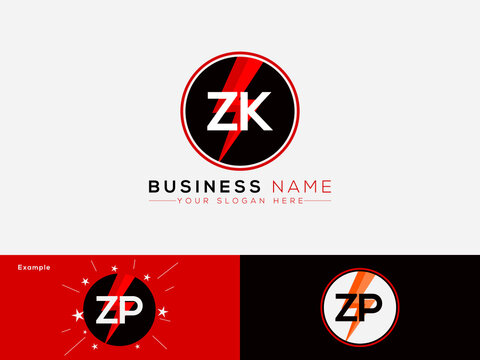 Colorful ZK kz Logo Icon, Creative zk Letter Logo Image Design For Electrical Business