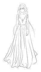 Vector illustration of a bride in a wedding dress