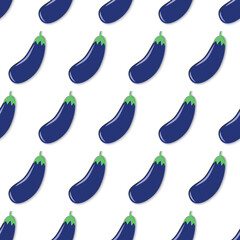 Eggplant icon seamless pattern. Vector illustration of a purple raw vegetable. Healthy food seamless pattern.