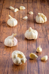 garlic on wooden table
