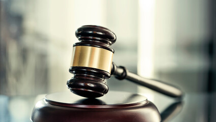 Gavel of justice on blurred background
