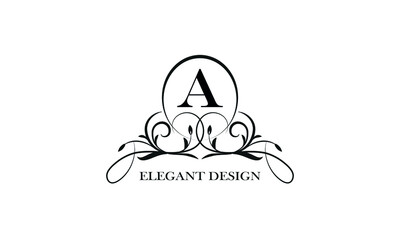 Stylish emblem for exquisite logos and monograms with the letter A in the center.