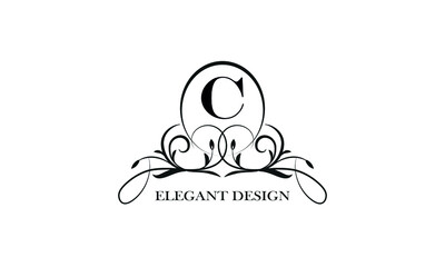 Stylish emblem for exquisite logos and monograms with the letter С in the center.