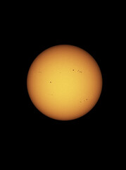 Sun in dark space with solar spots on the 17th of June 2022
