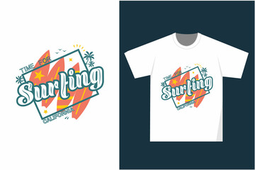 Time for surfing California t-shirt design and high quality vector