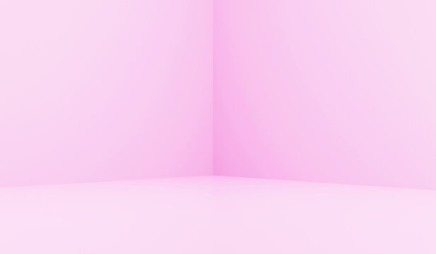 Corner of pink room in the 3d. Pink background, 3d rendered