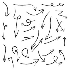 hand drawn arrows with brush on white background vector 