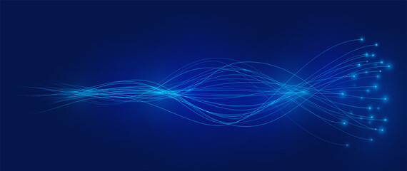 AI wave lines neural network. Vector background of Artificial