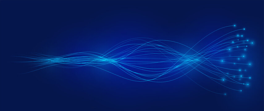 AI Wave Lines Neural Network. Vector Background Of Artificial