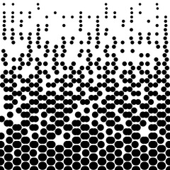 Abstract seamless geometric circle pattern. Mosaic background of black circles. Evenly spaced shapes of different sizes. Vector illustration on white background