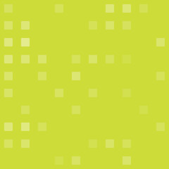 Abstract seamless geometric pattern. Mosaic background of white squares. Evenly spaced big shapes of different color. Vector illustration on lime background