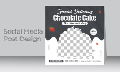Special delicious Food and Cake Social Media Post Design Template Premium Vector