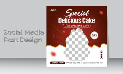 Special delicious Food and Cake Social Media Post Design Template Premium Vector