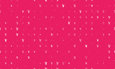 Seamless background pattern of evenly spaced white plant in pot symbols of different sizes and opacity. Vector illustration on pink background with stars