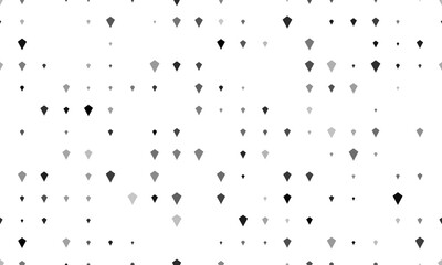Seamless background pattern of evenly spaced black kite symbols of different sizes and opacity. Vector illustration on white background