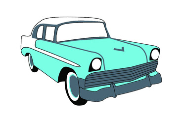 Plakat Blue Vintage Car 3D Perspective