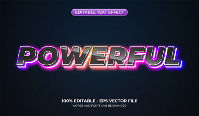 Powerful neon text effect. Editable glowing graphic styles. Luminous gradient effect