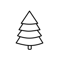 Fototapeta premium Fir tree black line icon. Pine illustration isolated on white background. Outline simple vector drawing. Abstract fir tree illustration. Winter line icon