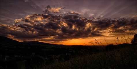 Obraz premium Sunset in the Little Beskids