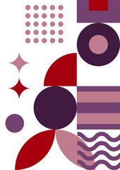 Mid century abstract contemporary aesthetic design set with geometric balance shapes, modern minimalist artprint.