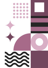 Obraz premium Mid century abstract contemporary aesthetic design set with geometric balance shapes, modern minimalist artprint.