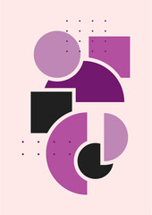 Vector Illustration. Vintage geometric shapes. Mid century modern style. Modern boho wall decor. Minimalist contemporary art. Design elements for web banner, social media template. Retro concept