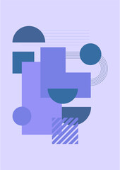 Modern abstract aesthetic set of geometric balance shapes, stairs and plants. Wall decor in boho style. Mid century vector print for cover, wallpaper, card, social media, interior decor