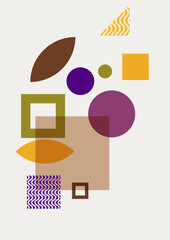 Modern minimalist abstract aesthetic illustrations. Bohemian style wall decor. Collection of contemporary artistic posters with geometric shapes.