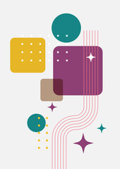 Modern minimalist abstract aesthetic illustrations. Bohemian style wall decor. Collection of contemporary artistic posters with geometric shapes.