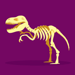 T-rex dinosaur skeleton in illustration