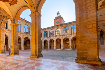 Inner yard of Archiginnasio of Bologna that houses now Municipal Library and the famous Anatomical...