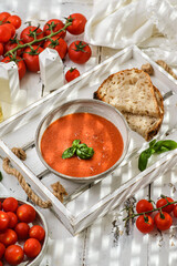 gazpacho tomato soup in a plate