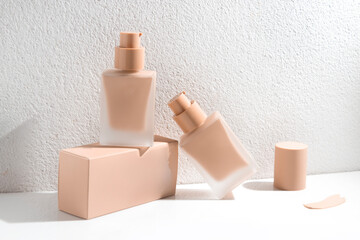 mockup of makeup powder foundation primer cc cushion concealer skin care bottle cosmetic tube of beauty, healthcare branding packaging