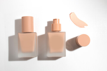mockup of makeup powder foundation primer cc cushion concealer skin care bottle cosmetic tube of...