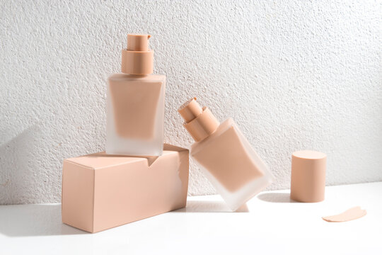 mockup of makeup powder foundation primer cc cushion concealer skin care bottle cosmetic tube of beauty, healthcare branding packaging