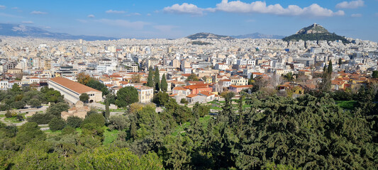 The city Athens seen from the acropolis of Athens