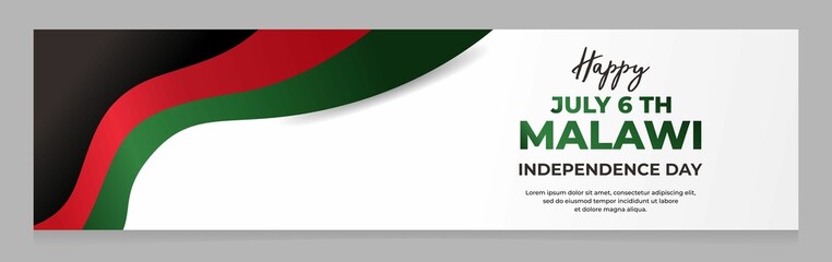 Happy Independence day of Malawi, Waving flag of Malawi for independence day greeting card, Banner or poster of Malawi independence day celebration