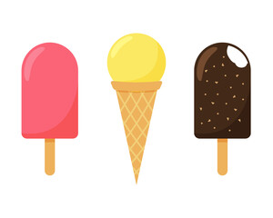Ice cream set isolated on white background. Vector illustration.