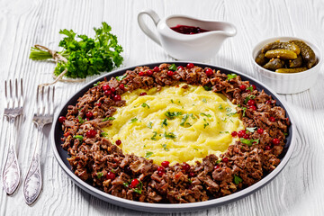 Reindeer Stew with Lingonberries and potato puree